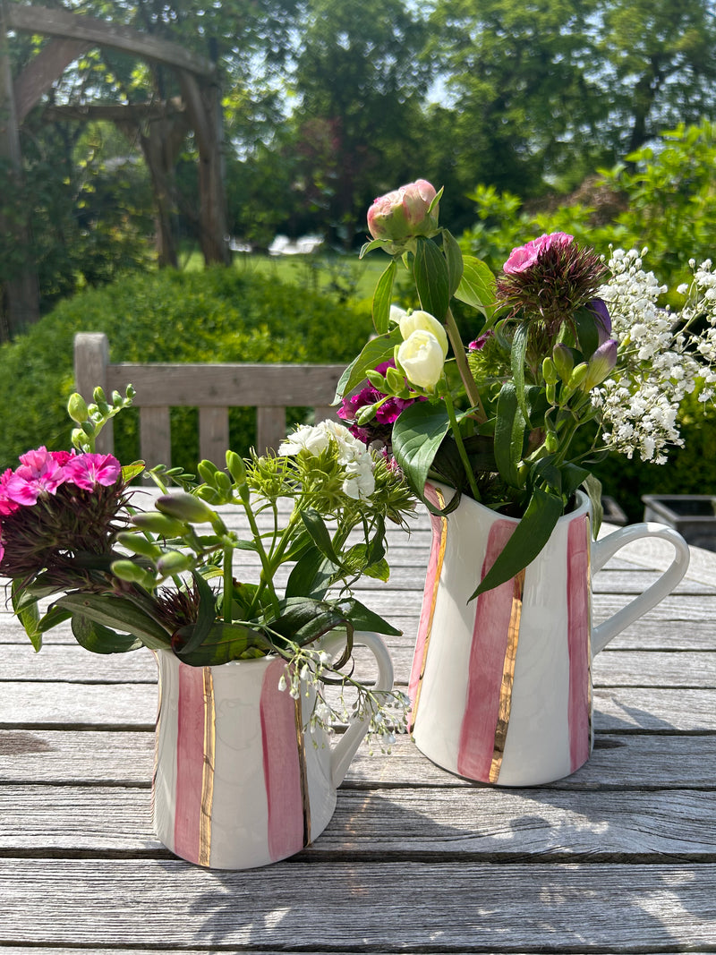 Small Rose pink stripe flower jug