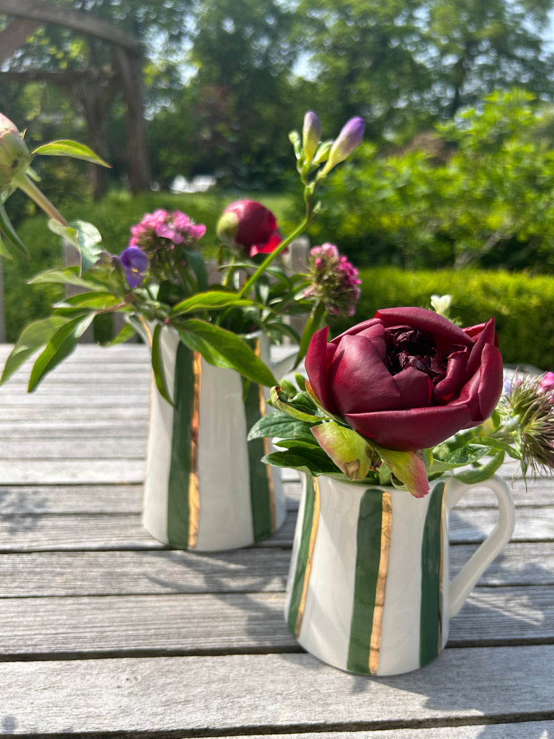 Small  Green Stripe  flower jug