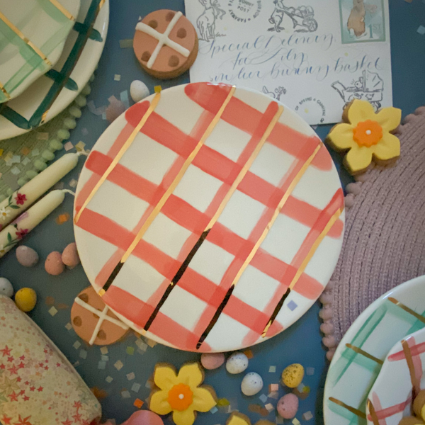 Candy Stripe Coral Breakfast Plate