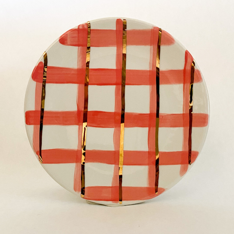 Candy Stripe Coral Breakfast Plate