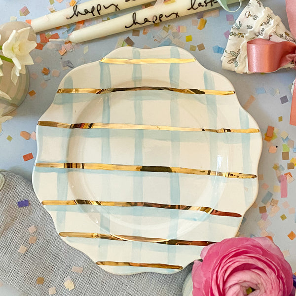 Candy Stripe Blue Dessert Plate