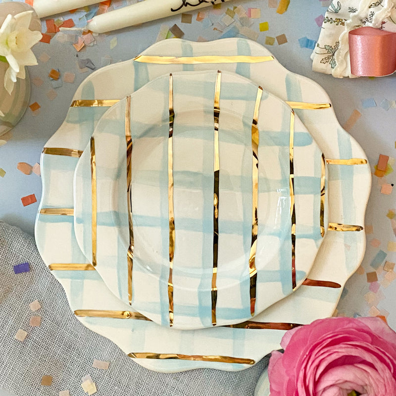 Candy Stripe Blue Dessert Plate