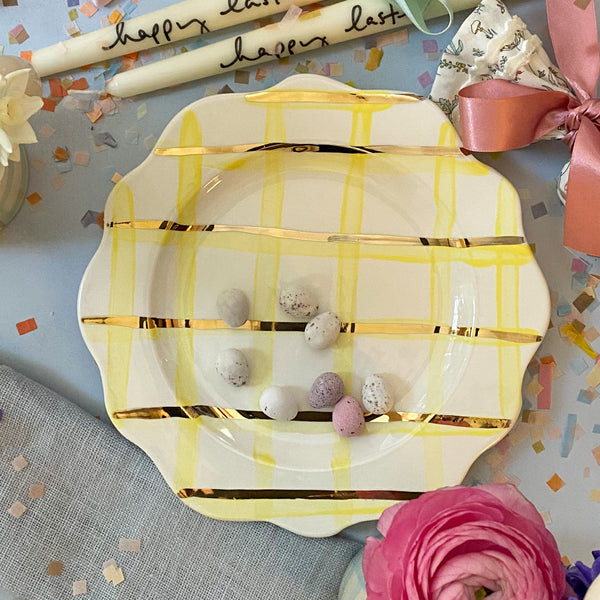 Candy Stripe Yellow Dessert Plate