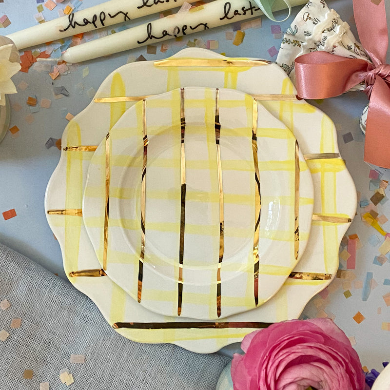 Candy Stripe Yellow Dessert Plate