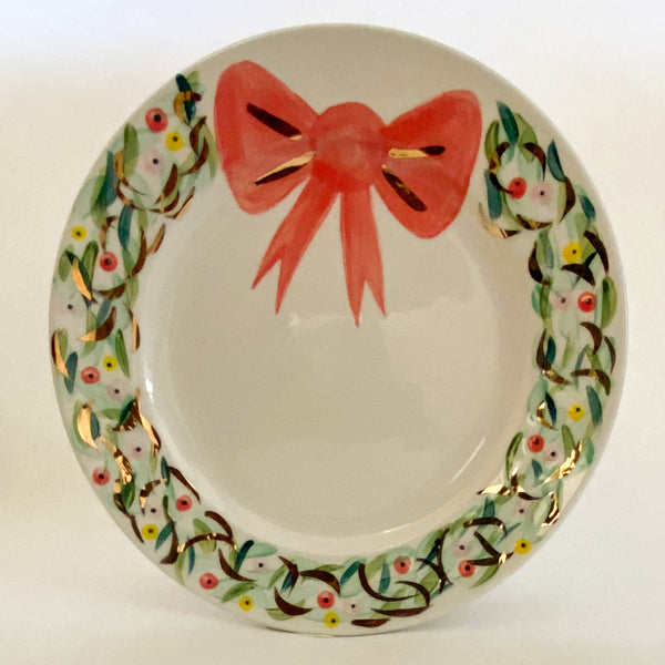 Spring Wreath Coral Breakfast Plate